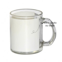 Mug en verre avec patch blancs